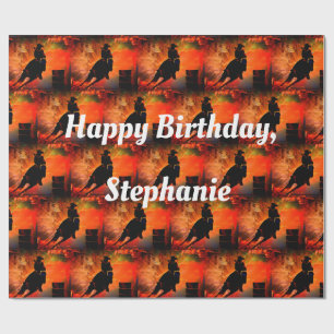 Fiery Barrel Racing Rodeo Birthday Wrapping Paper