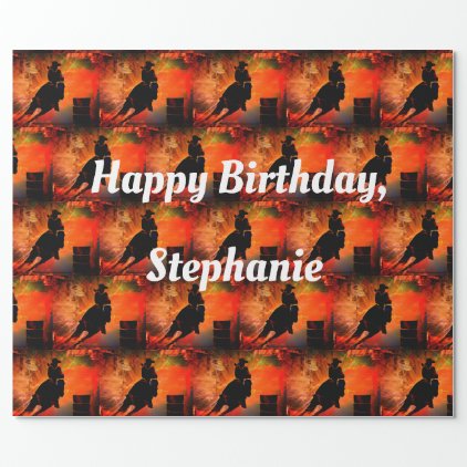 Fiery Barrel Racing Rodeo Birthday Wrapping Paper