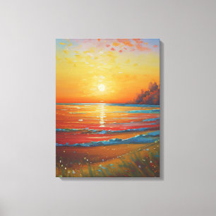 Fiery Beach Sunset Canvas Print