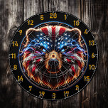 Fiery Bear with Glowing Eyes Dart Board<br><div class="desc">1. Introducing the ultimate addition to your man cave or hunting lodge: a unique dart board featuring a striking design of a grizzly bear's face adorned with the American flag! This eye-catching dart board is not just a game; it's a statement piece that showcases your love for wildlife and patriotism....</div>