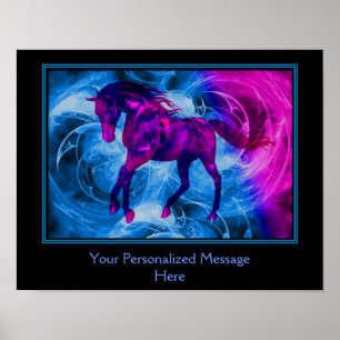 Fiery Black Fantasy Horse Create Your Own Poster