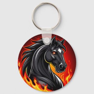 🐎 Fiery Black Horse Keychain Glowing Eyes Gift ✨