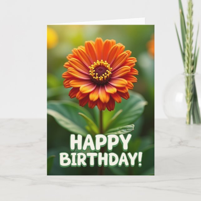 Fiery Bloom Birthday Card (Front)