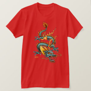 Fiery Blue Dragon Of Prosperity Chinese New Year T-Shirt