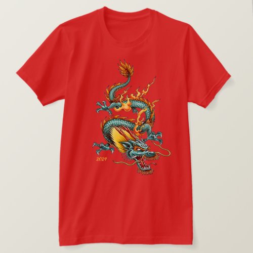 Fiery Blue Dragon Of Prosperity Chinese New Year T_Shirt