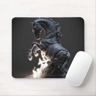 Fiery Chess Knight Mouse Pad