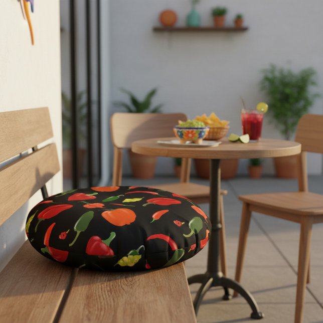 Fiery Chili Pepper Home Decor Round Pillow (Creator Uploaded)