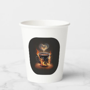 Fiery Christmas Coffee Cup with Heart Steam Art