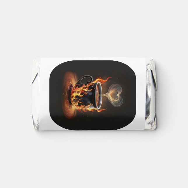 Fiery Christmas Coffee Cup with Heart Steam Art Hershey's Miniatures (Front)
