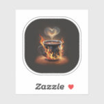 Fiery Christmas Coffee Cup with Heart Steam Art Sticker<br><div class="desc">Fiery Christmas Coffee Cup with Heart Steam Art</div>