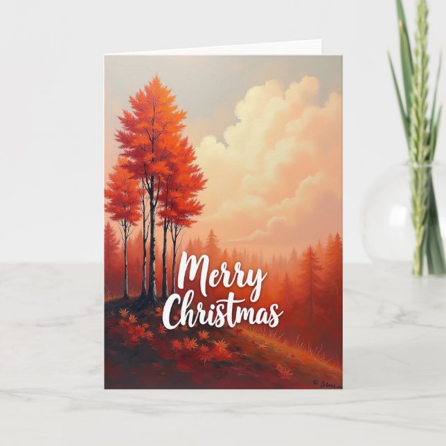 Fiery Christmas Forest Card (Front)