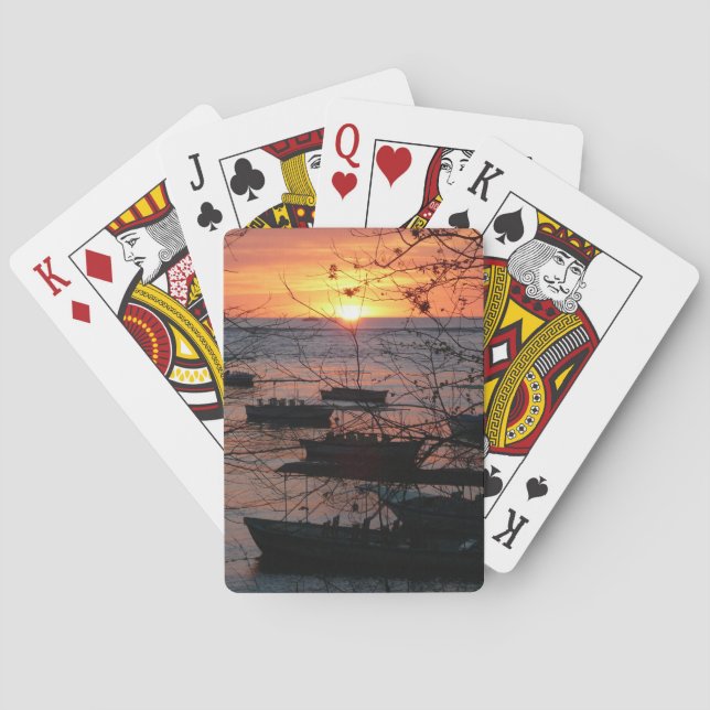 Fiery Costa Rican Sunset in Tamarindo Poker Cards (Back)