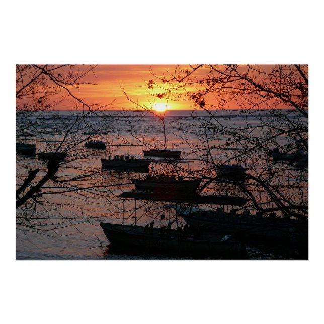 Fiery Costa Rican Sunset in Tamarindo Poster (Front)