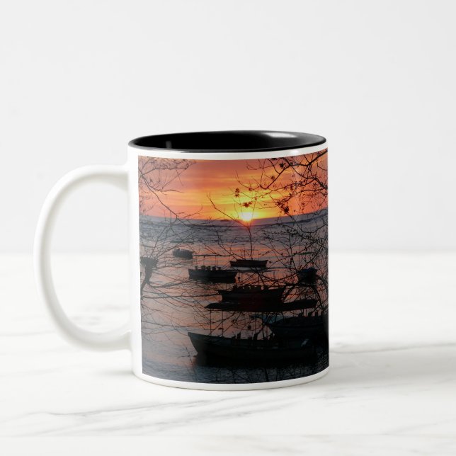 Fiery Costa Rican Sunset in Tamarindo Two-Tone Coffee Mug (Left)