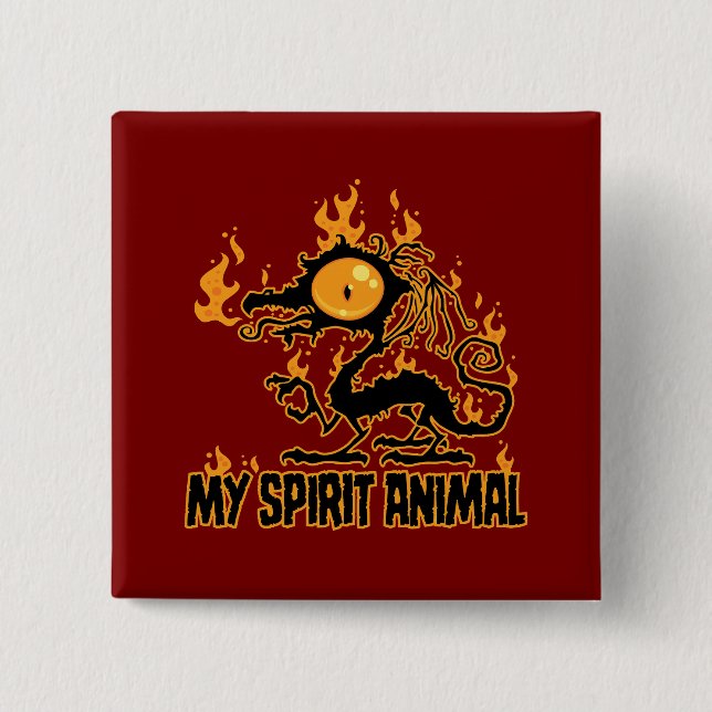 Fiery Crispy Dragon Spirit Animal Button (Front)
