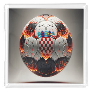 Fiery Croatian Soccer Ball Acrylic Tray
