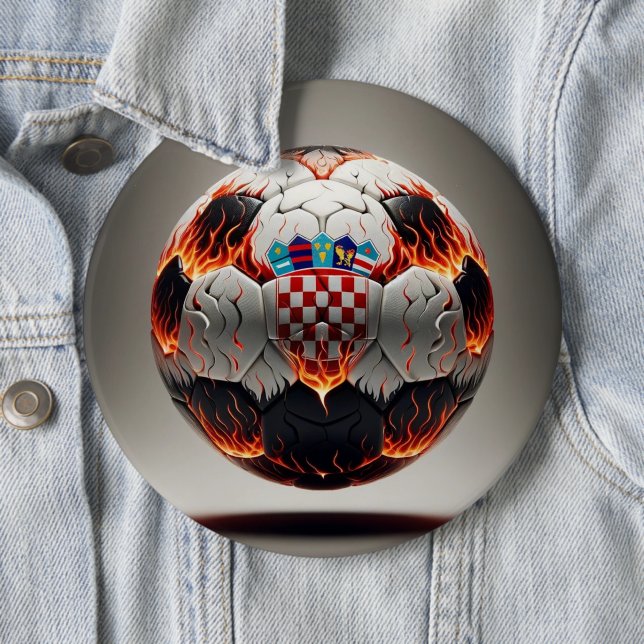 Fiery Croatian Soccer Ball   Button (In Situ)