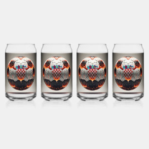 Fiery Croatian Soccer Ball Can Glass