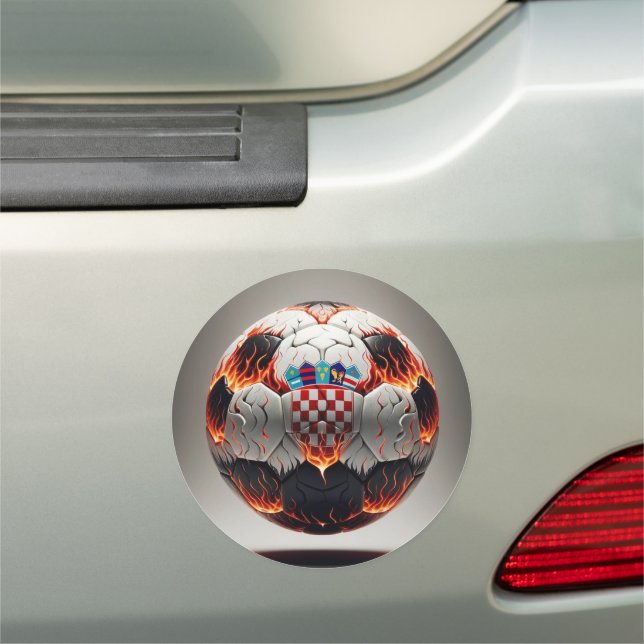 Fiery Croatian Soccer Ball   Car Magnet (In Situ)