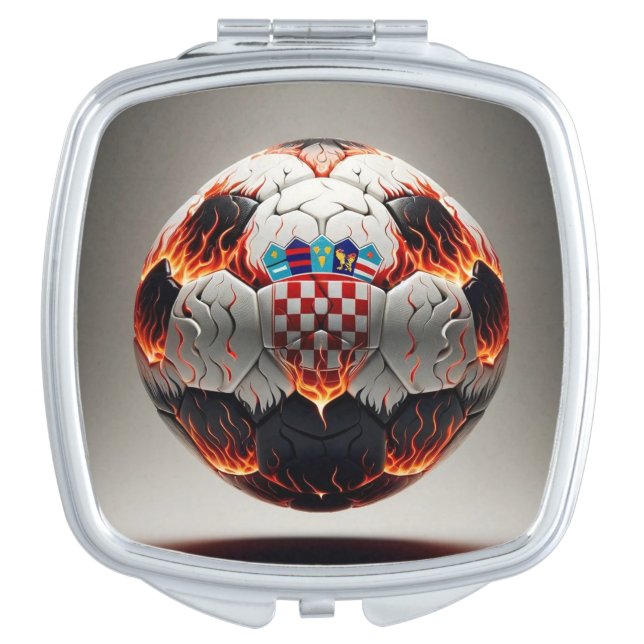 Fiery Croatian Soccer Ball   Compact Mirror (Front)