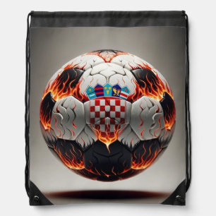 Fiery Croatian Soccer Ball   Drawstring Bag