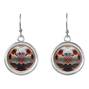 Fiery Croatian Soccer Ball   Earrings