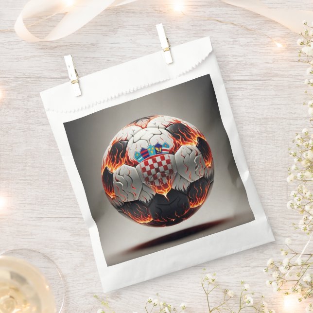 Fiery Croatian Soccer Ball   Favor Bag (Clipped)