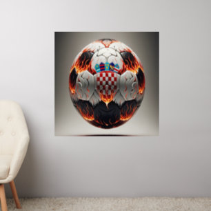 Fiery Croatian Soccer Ball for Passionate Fans Wall Decal