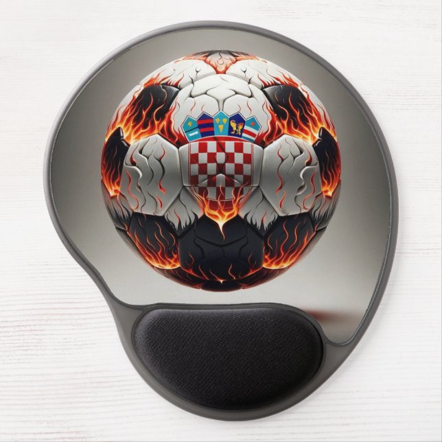 Fiery Croatian Soccer Ball   Gel Mouse Pad (Front)
