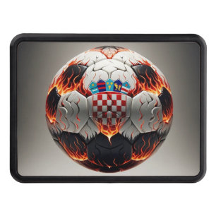 Fiery Croatian Soccer Ball Hitch Cover