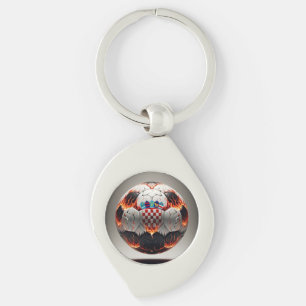 Fiery Croatian Soccer Ball Keychain
