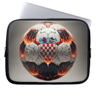Fiery Croatian Soccer Ball   Laptop Sleeve
