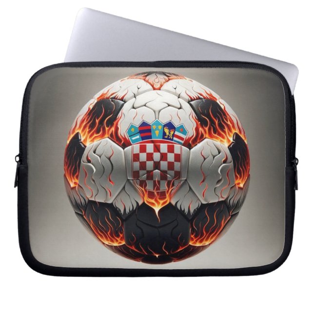 Fiery Croatian Soccer Ball   Laptop Sleeve (Front)