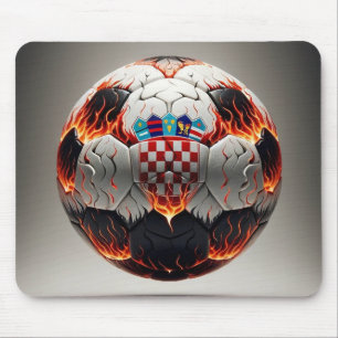Fiery Croatian Soccer Ball   Mouse Pad