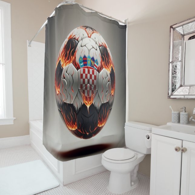 Fiery Croatian Soccer Ball  Shower Curtain (In Situ)