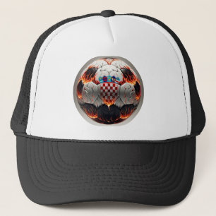 Fiery Croatian Soccer Ball Trucker Hat