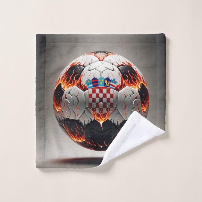 Fiery Croatian Soccer Ball   Wash Cloth (Wash Cloth)