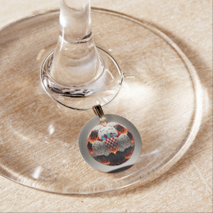 Fiery Croatian Soccer Ball Wine Charm
