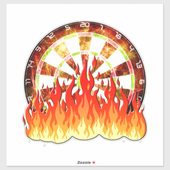 Fiery Dartboard Flames Art  Sticker (Sheet)