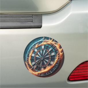 Fiery Dartboard with Bullseye Explosion Car Magnet