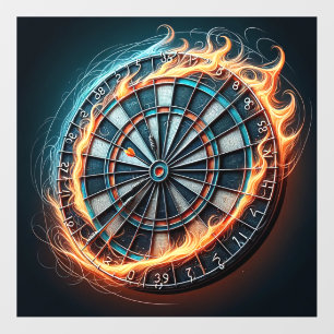 Fiery Dartboard with Bullseye Explosion Wall Decal