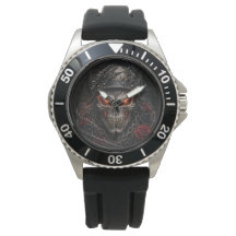 Fiery Demon Skull Watch | Gothic Biker Watch