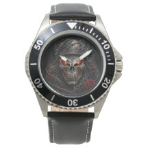 Fiery Demon Skull Watch | Gothic Biker Watch