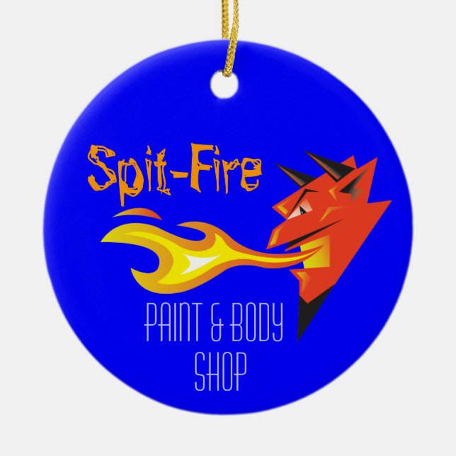 Fiery Devil's Head_Paint & Body Shop Ceramic Ornament (Front)