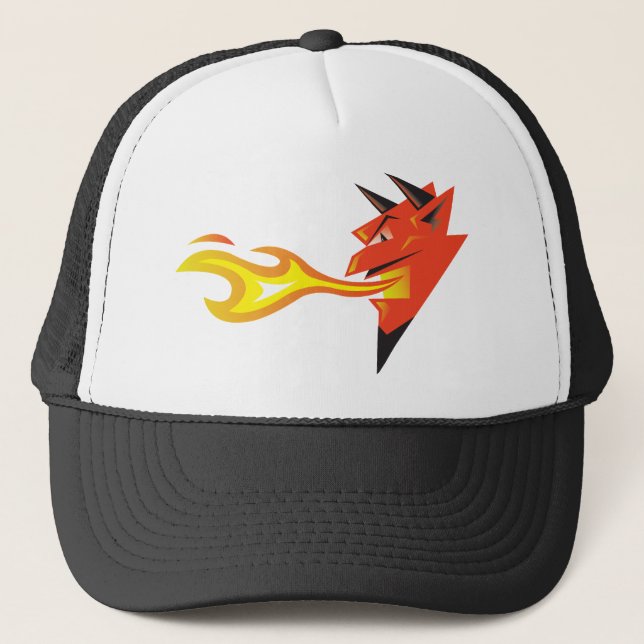 Fiery Devil's Head Trucker Hat (Front)