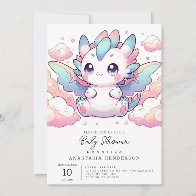Fiery Dragon Baby Shower Invitation (Front)