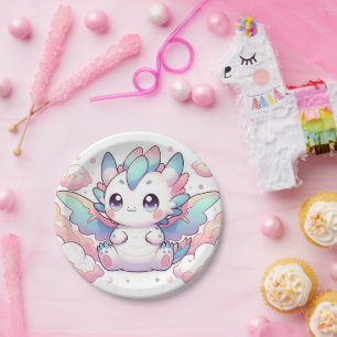 Fiery Dragon Baby Shower Paper Plates