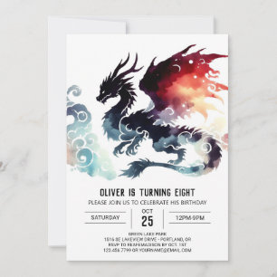 Fiery Dragon Birthday Digital Invitation