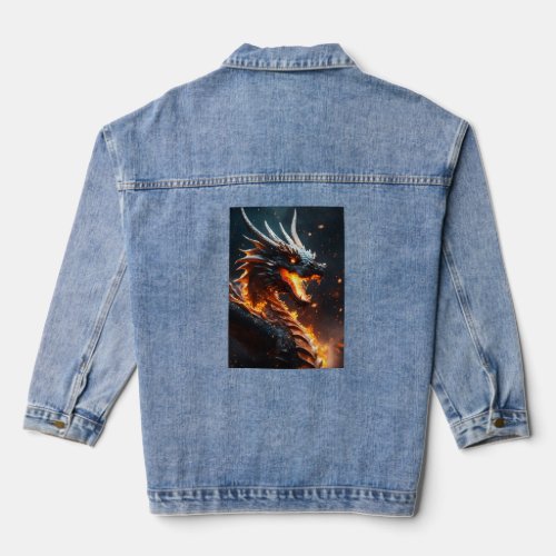 Fiery Dragon Emergence Printed Denim jacket