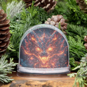🐉 Fiery Dragon Glow 🔥 Intense Energy Fantasy Snow Globe